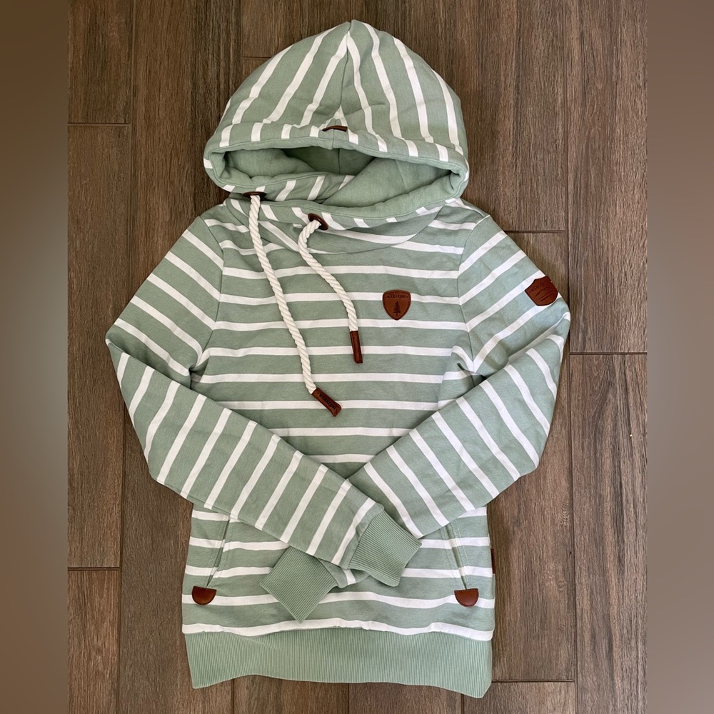 Wanakome Artemis Green Sage Striped Hoodie - NEW! (without tags)
